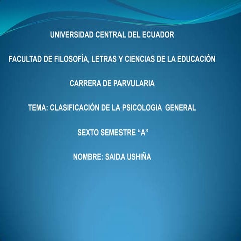 Clasificación de la  psicologia
