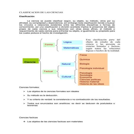 Clasificación de las ciencias