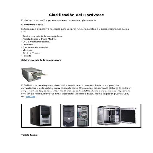 Clasificación del hardware