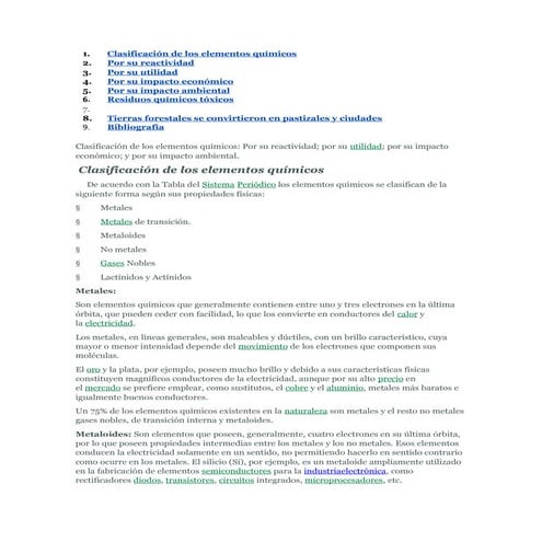 Clasificación de los elementos químicos