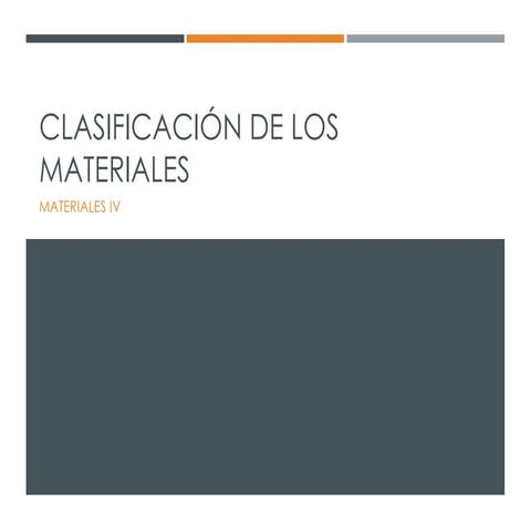 Clasificación de los materiales y procesos