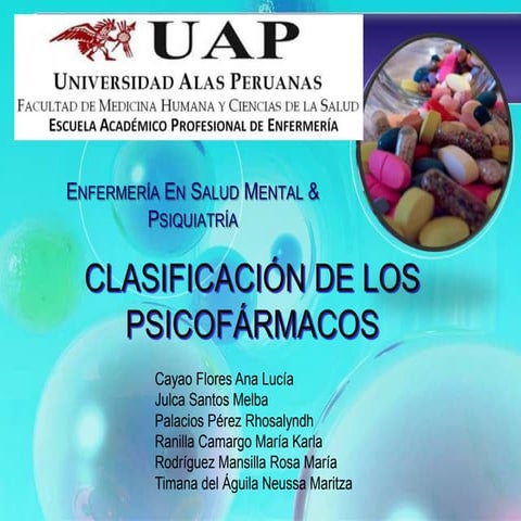 Clasificación de los psicofármacos