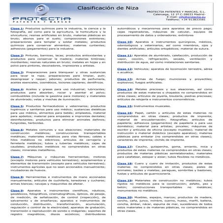 Nomenclator de marcas :: Clasificación de Niza de marcas