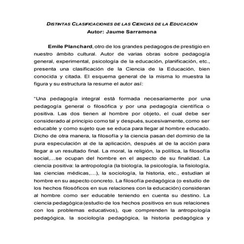 Clasificación de las Ciencias de la Educación