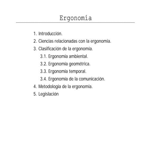 Clasificacion de la ergonomia