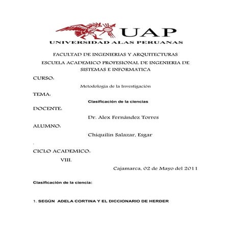 Clasificacion de las ciencias