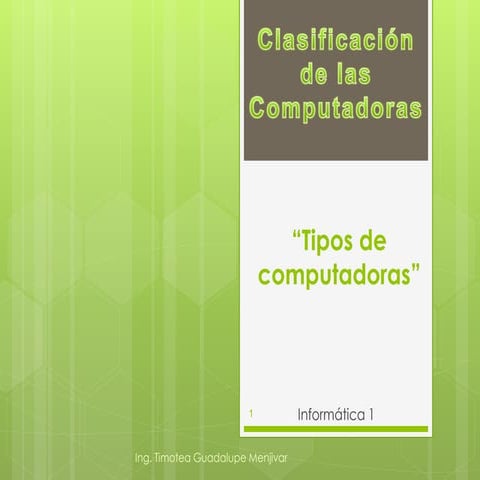 Clasificacion de las computadoras