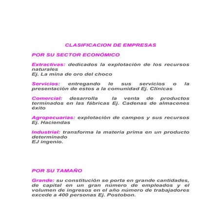 Clasificacion de las empresas | PPTX