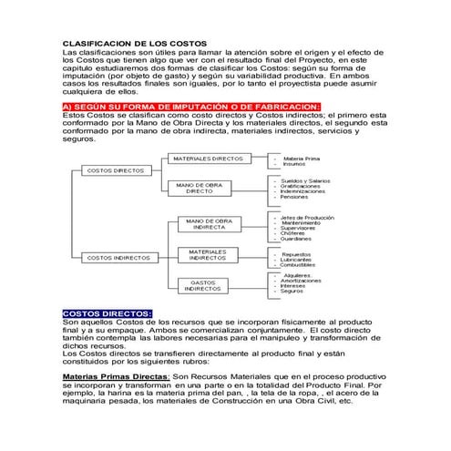 Clasificacion de los costos 
