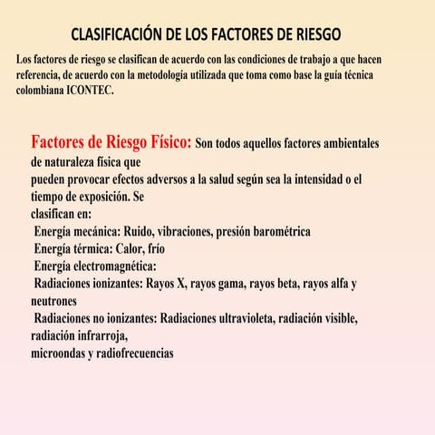 Clasificacion de los factores de riesgos | PPT