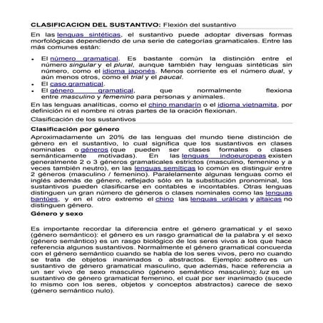 Clasificacion del sustantivo
