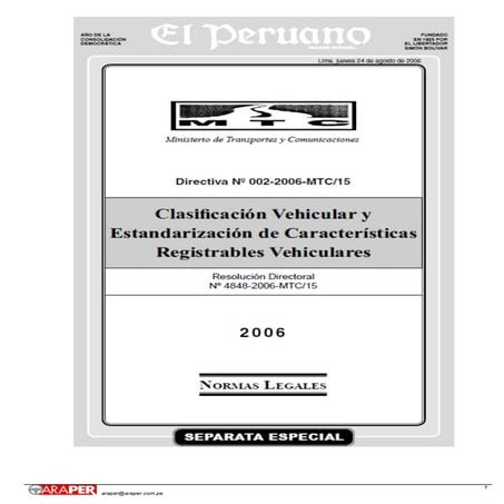 Clasificacion vehicular y estandarizacion de caracteristicas vehiculares