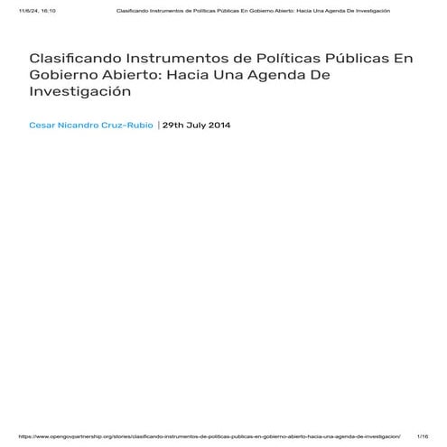 Aplicación de los principios de Open Government a las políticas ...
