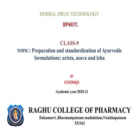 arista, asava. Regarding cognosy in pharmacy