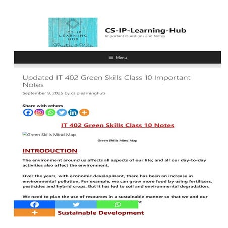 Class - X Green skill notes .pdf it code 402 ncert | PDF