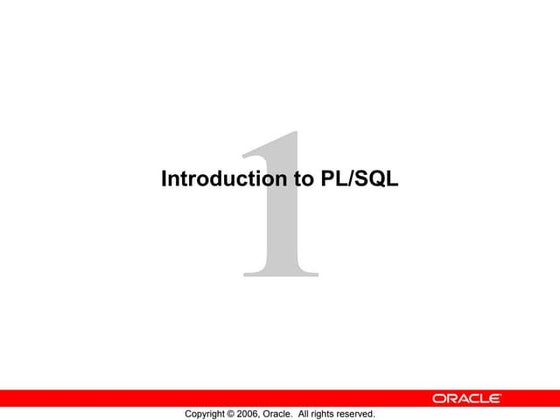 PL/SQL Introduction and Concepts | PPT