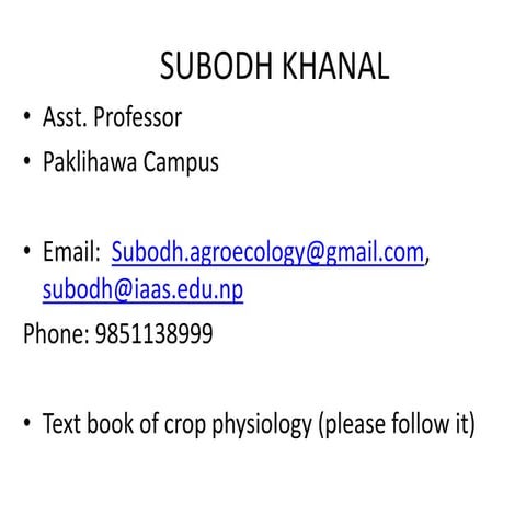 Class note of Introductory crop physiology
