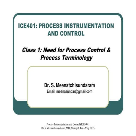 Class 1   need for process control & process terminology