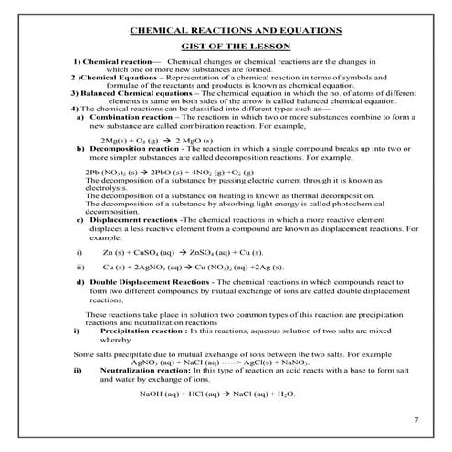 Class 10 Ch 1 SCIENCE FULL Notes FOR STUDY | PDF | Chemistry | Science