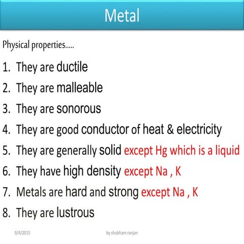 Class 10 metals and  non metals notes