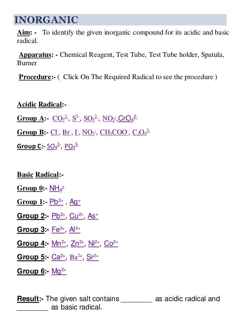 Functional Group Test Chart Pdf