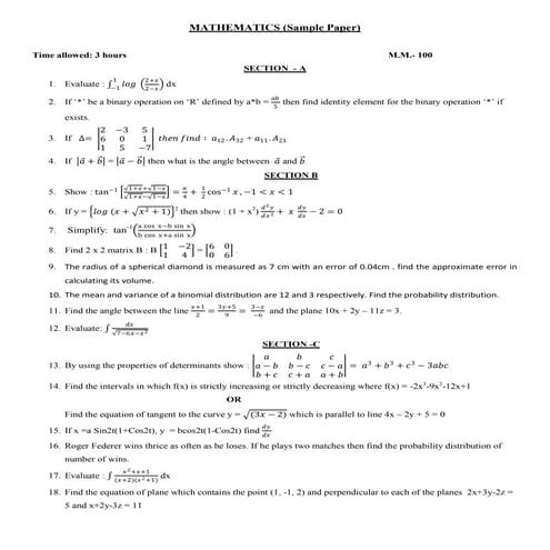Class 12 practice paper
