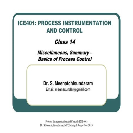 Class 14   summary – basics of process control