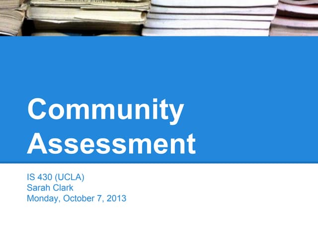 Library Collection Development -- Class 2 -- Community Assessment