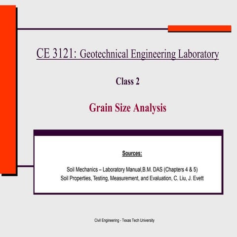 Class 2   Grain Size Analysis ( Geotechnical Engineering )