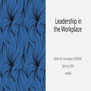 Leadership in the Workplace power point lecture | PPTX