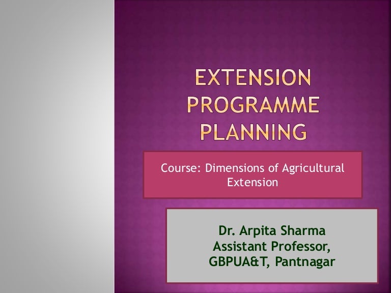 Extension Programme Planning