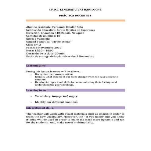 Lesson plan 3. 5 years old | PDF