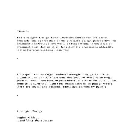 Class 3  The Strategic Design Lens ObjectivesIntroduc