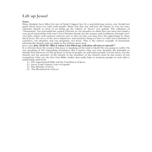 Class 4   lift up jesus - THE SUPERNATURAL BIBLE STUDY -  june 2016