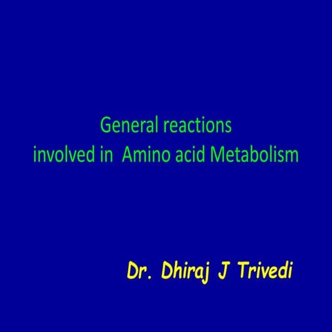 Amino acid metabolism | Transamination | Deamination | | PDF