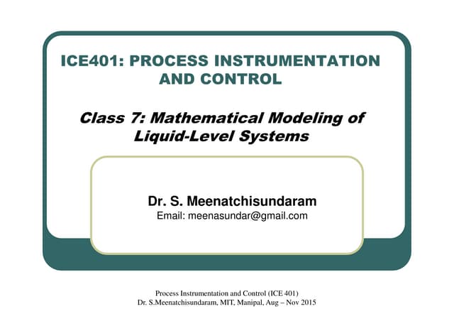 Class 7   mathematical modeling of liquid-level systems