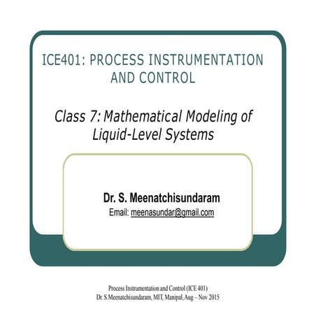 mathematical modeling of liquid-level systems