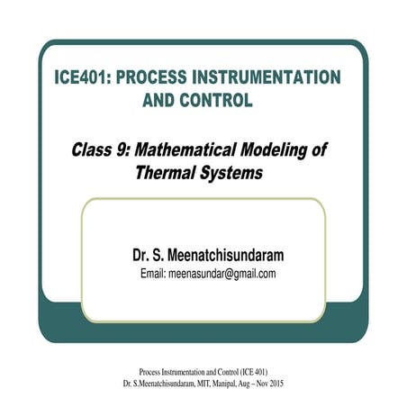 Class 9   mathematical modeling of thermal systems