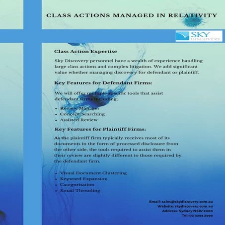 Class Actions Managed in Relativity | PDF