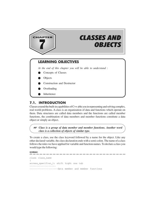 Class and object in C++ By Pawan Thakur