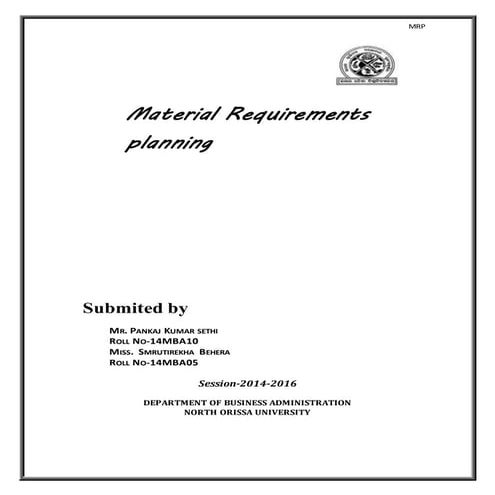 Class assignment on mrp