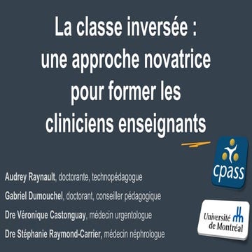 La classe inversée : une approche novatrice pour former les cliniciens enseig...
