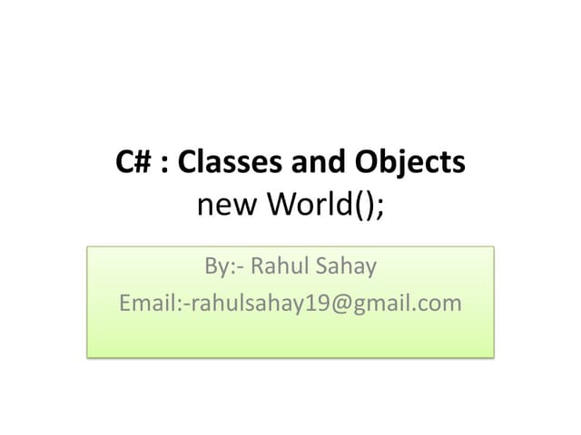 Classes And Objects
