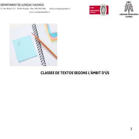 Classesdetextossegonsl'àmbitd´ús 1