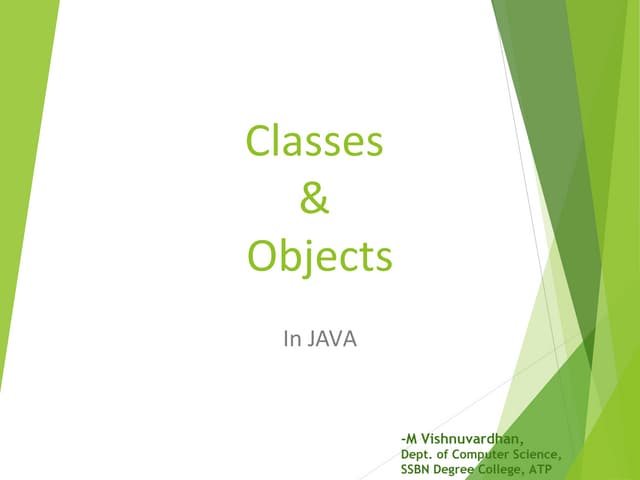 Classes&objects | PPT | Programming Languages | Computing