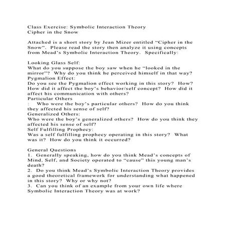 Class Exercise Symbolic Interaction TheoryCipher in the SnowA.docx