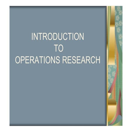 Introduction to Operations Research
