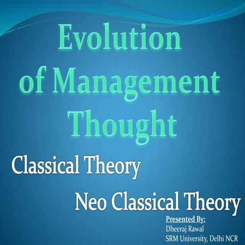 Classical and Neo Classical Theory