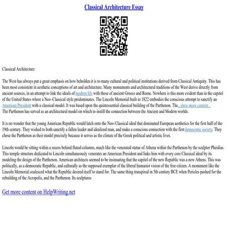 Classical Architecture Essay