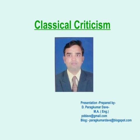 Classical criticism in eng lit. presentation